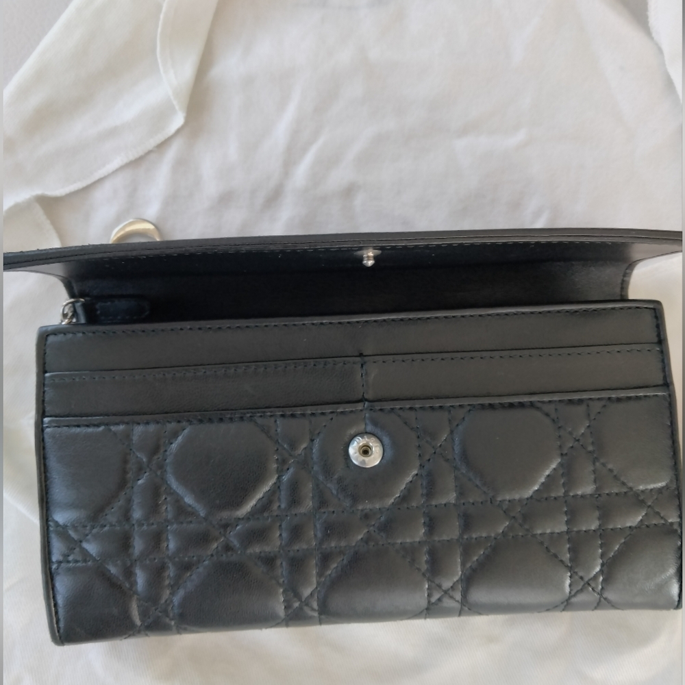 Authentic Lady Dior Cannage Quilted Lambskin Continental Wallet - Picture 2 of 6